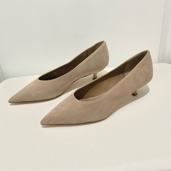 Kate Spade Dale Grey/Brown Cashmere Suede Kitten Heel Pumps Pointed Toe Shoes 8 - Picture 11 of 13